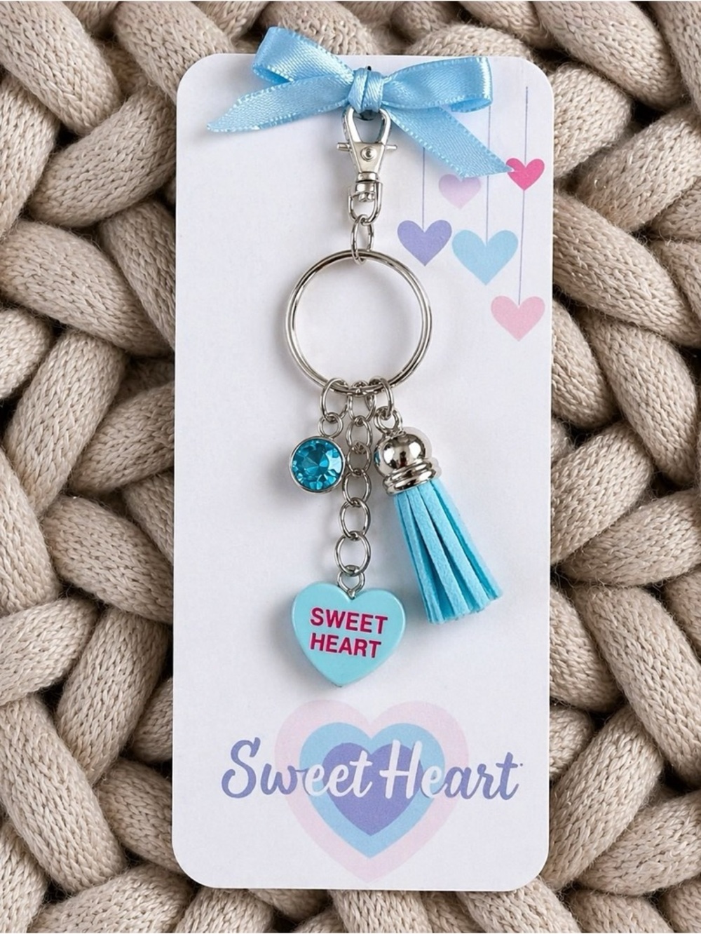 New Handmade Blue “Sweet Heart” Keychain